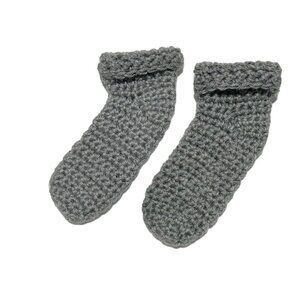 NEW Handmade Knit Toddler Ankle Slipper Socks Grey